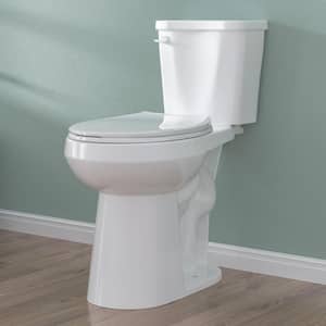 21 in. Tall 2-Piece Toilet 1.28 GPF Single Flush Round Toilet in White Map Flush 1000g Soft-Close 12 in. Rough in