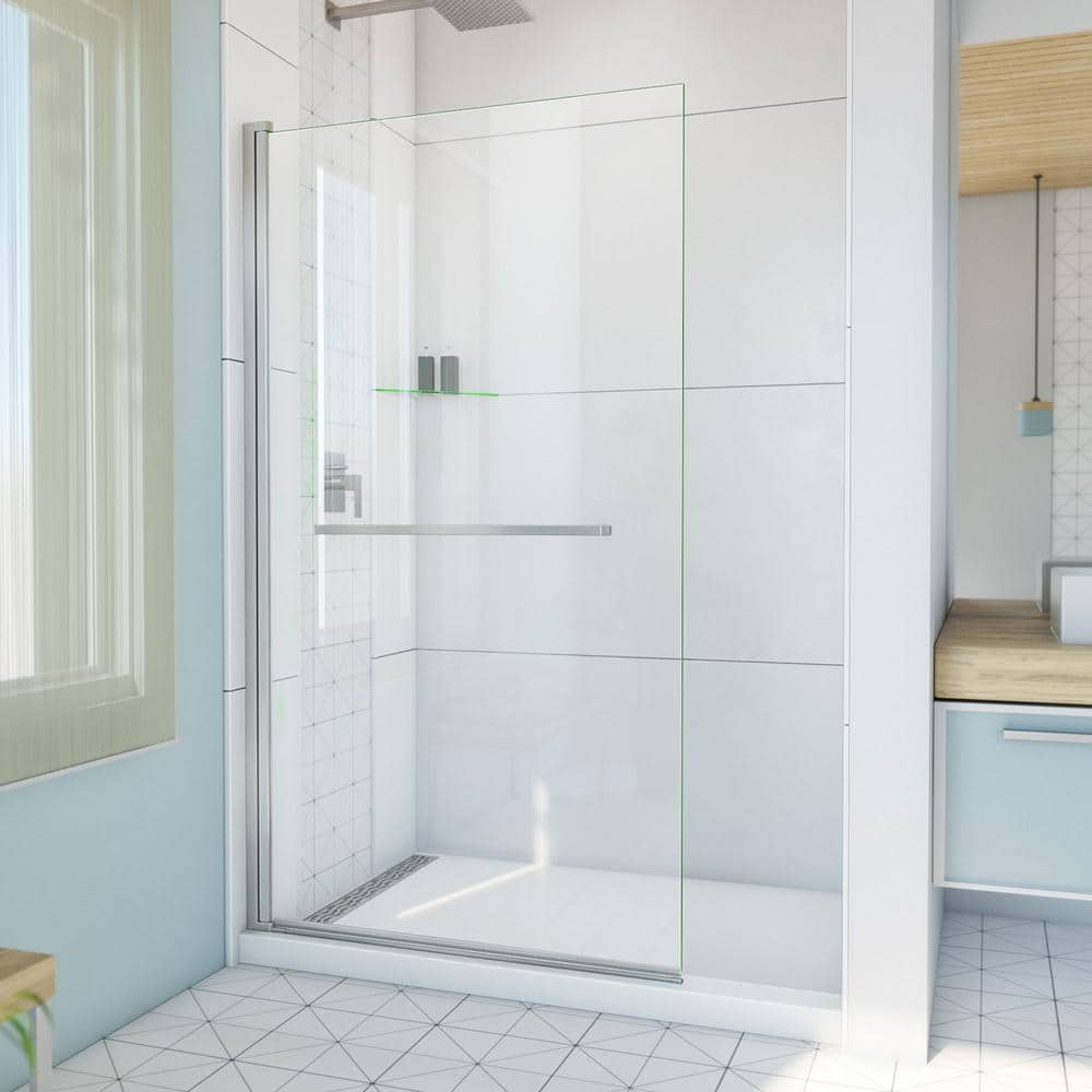 DreamLine Aqua-Q Swing 40 in. W x 72 in. H Pivot Frameless Shower Door ...