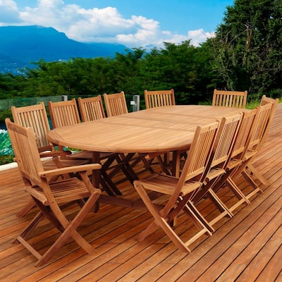 Teak Oval Patio Dining Sets Furniture The Home Depot - Teak Outdoor Patio Dining Furniture