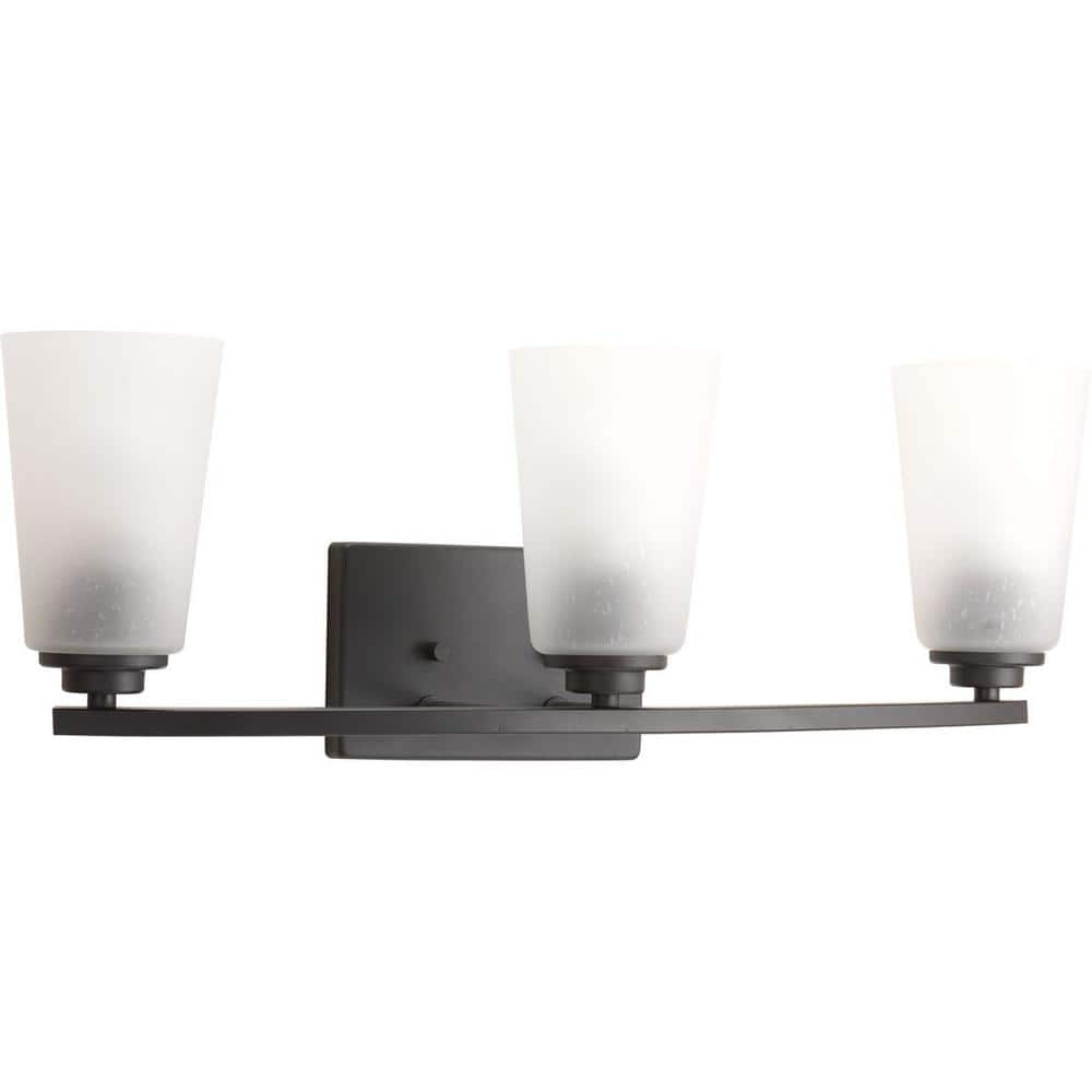 Graphite 24" Steel 3-Light Bath Vanity Fixture with Clear Seeded Glass