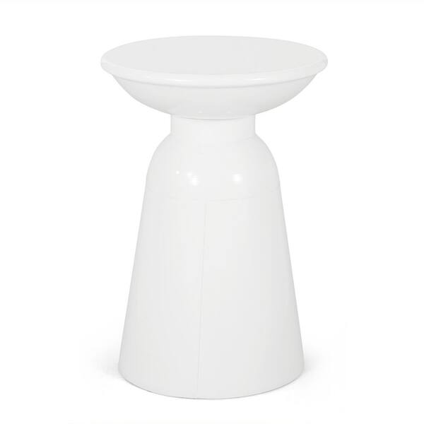 15 in. White Iron Side Table, End Table for Outdoor and Indoor Use