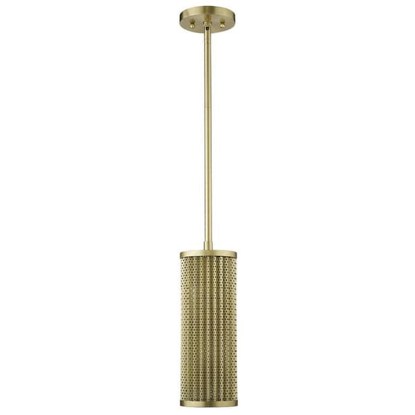 60-Watt 1-Light Goldtone Pendant Light with Metal, No Bulbs Included
