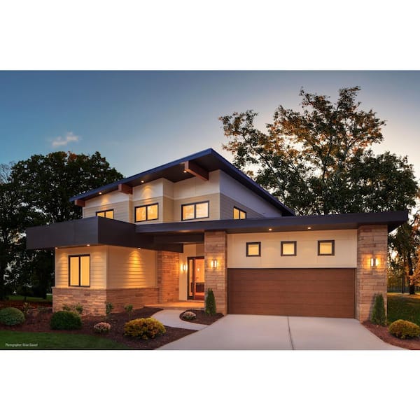 Modern Steel 8 ft x 7 ft Insulated 18.4 R-Value Wood Look Walnut Garage Door without Windows