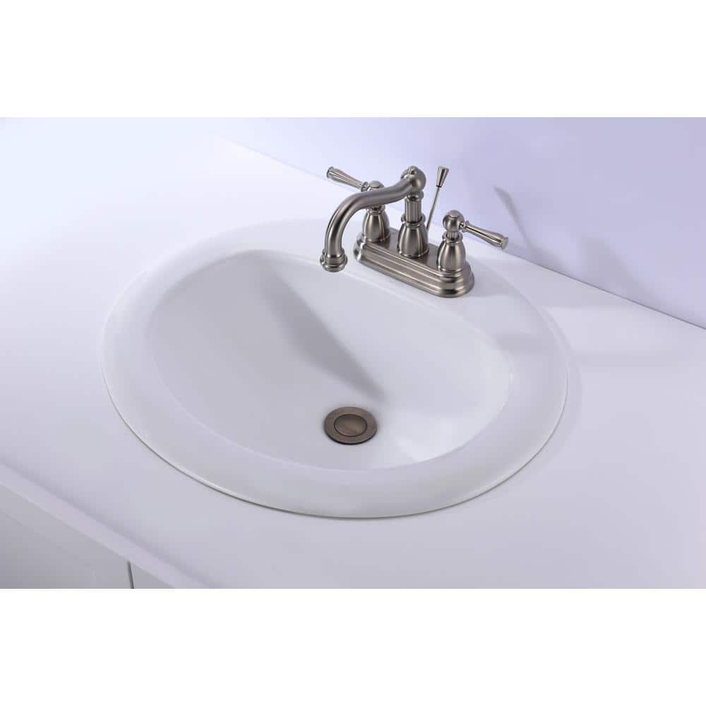 Cadenza White Ceramic Oval Drop-In Bathroom Sink