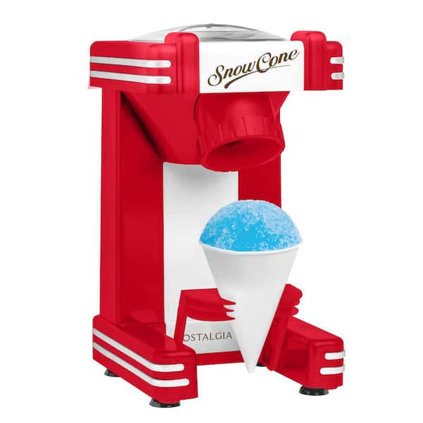 Retro 8 oz. Red Single Snow Cone Maker with Reusable Plastic Cup