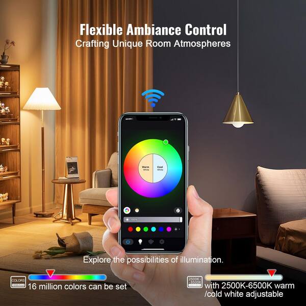 SVOPES Smart LED Bulbs 4-Pack 9 W Multicolor 800 Lumens A19 Smart