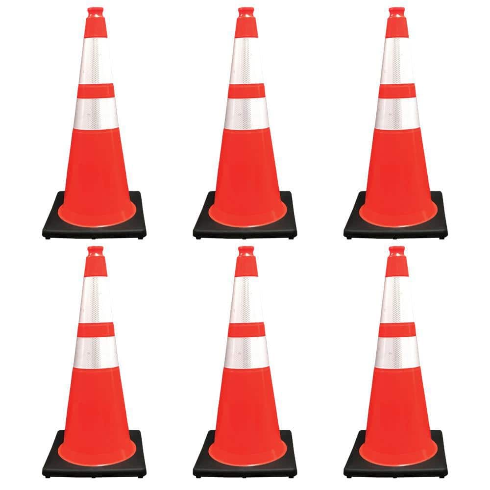 28 in. Orange Traffic Cone with Black Base and 4 in. and 6 in. Reflective Collars 10 lbs. (6-Pack) price history on PriceWatchPro
