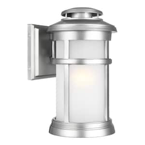 Newport 1-Light Painted Brushed Steel Finish Outdoor 13 in. Wall Lantern Sconce