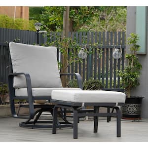 Patio Swivel Rocker Glider Sets: 2-Piece Aluminum Alloy Ensemble With 360° Swivel Rocking Chairs (1 Chair +1 Ottoman)