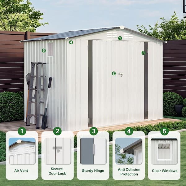 8 ft. W x 6 ft. D Metal Outdoor Storage Shed w/ Side Window