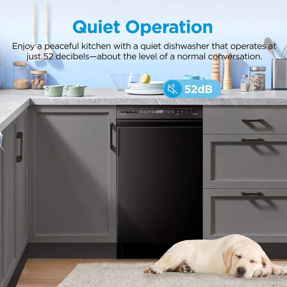 Midea 18-Inch Black Stainless Steel Built-In Dishwasher with Energy Star