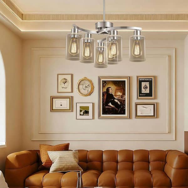 Modern 6 Light Elegance Nickel Blends Industrial Durability