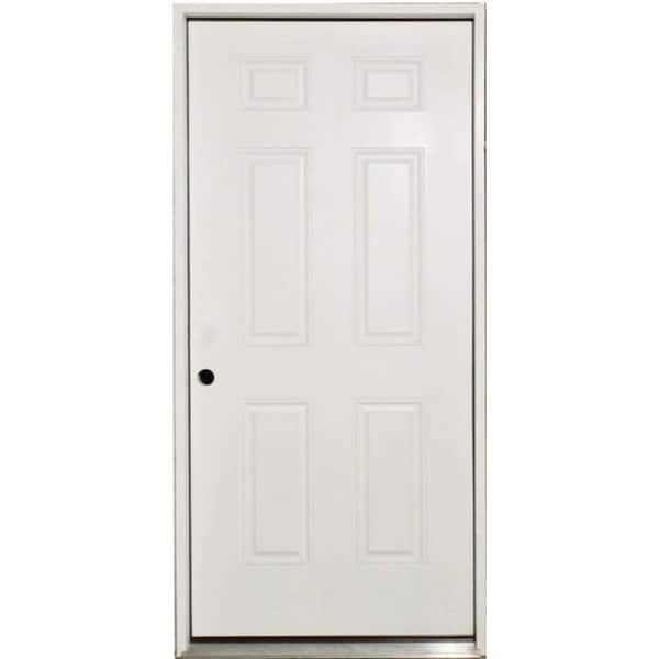 Steves & Sons 36 in. x 80 in. Element Series 6-Panel White Primed Steel Prehung Front Door