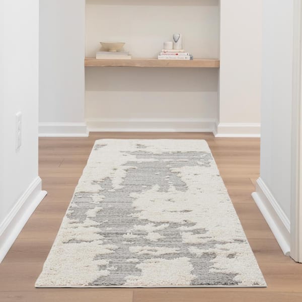 Artisan Shag Ivory 2 ft. x 8 ft. Abstract Indoor Runner Rug