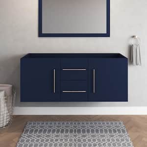 Napa 60 in. W x 22 in. D x 21 in. H in. Double Sink Bath Vanity Cabinet without Top in Navy Blue, Wall Mounted
