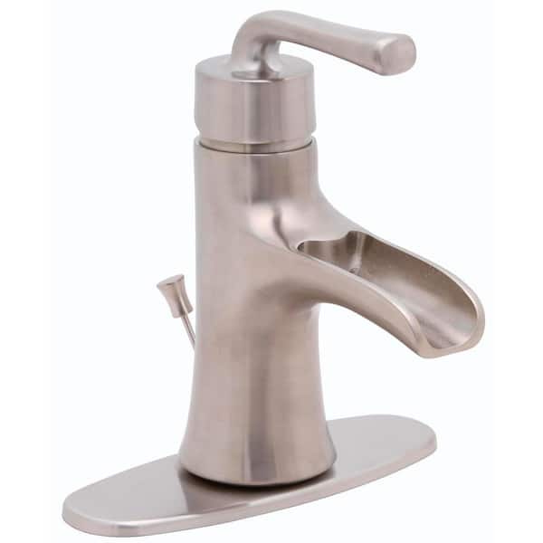 Premier Sanibel Single Hole Single-Handle Bathroom Faucet in Brushed Nickel