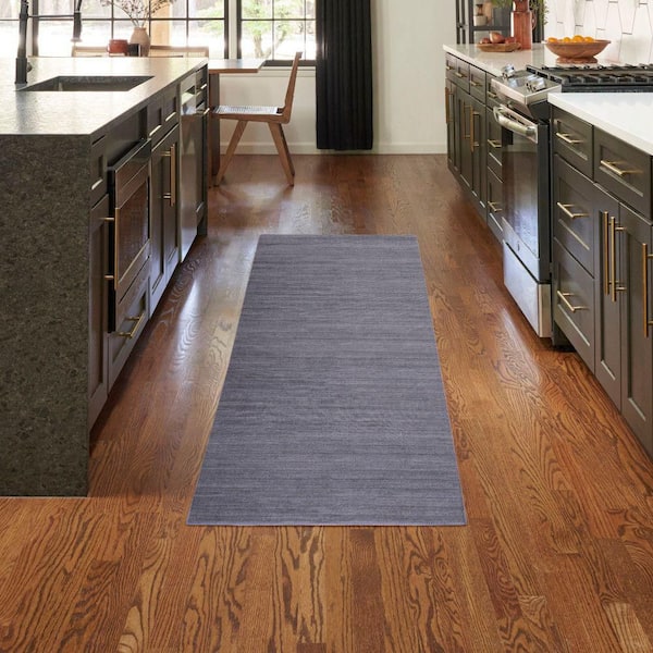 Washable Essentials Navy 2 ft. x 8 ft. All-over design Contemporary Runner Area Rug