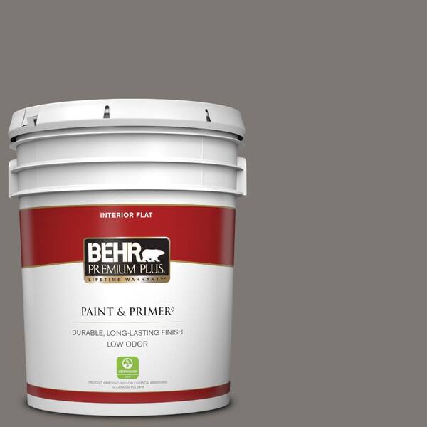 BEHR PREMIUM PLUS 5 gal. #790F-5 Amazon Stone Flat Low Odor Interior Paint & Primer
