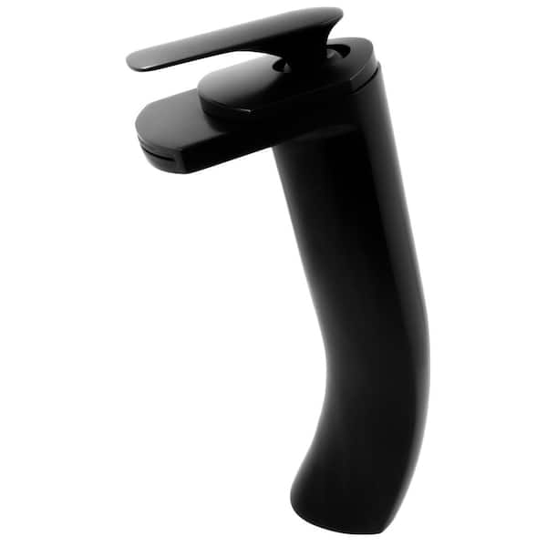 Novatto Cascade Single Hole Single-Handle Bathroom Faucet in Matte Black