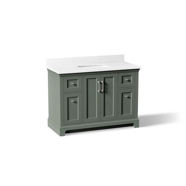 Charlemont 49.02 in. Freestanding Umbral Green Bath Vanity with White Quartz Top