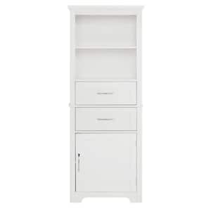 23.63 in. W X 11.82 in. D X 60 in. H White Linen Cabinet Storage Cabinets with Doors, Display Cabinets With Open Shelves