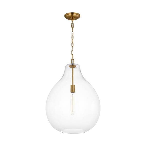 Generation Lighting - Magnus Extra Large 1-Light Burnished Brass Pendant Light with Clear Glass Shade