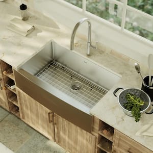 EL-84 Stainless Steel 33 in. Single Bowl Farmhouse/Apron Front Kitchen Sink Kit