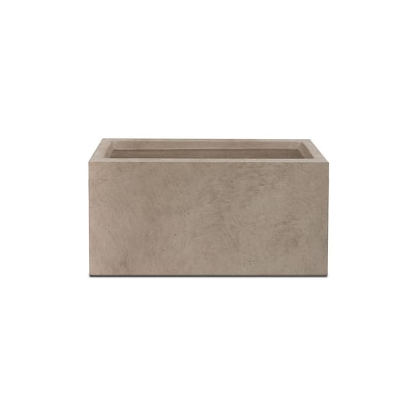 null 23.8 in. L Rectangular Weathered Finish Lightweight Concrete Long Low Planter with Drainage Hole, Modern Outdoor/Indoor