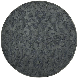 Antiquity Gray/Multi 6 ft. x 6 ft. Round Floral Area Rug