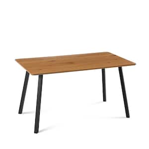 Walnut Wooden 49 in. 4 Legs Rectangle Dining Table Seats 4 with Powder-Coated Steel Legs