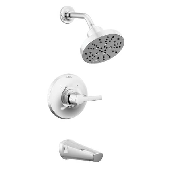 Delta Galeon 1 Handle Wall Mount Tub And Shower Trim Kit In Lumicoat Chrome With H2okinetic 2950