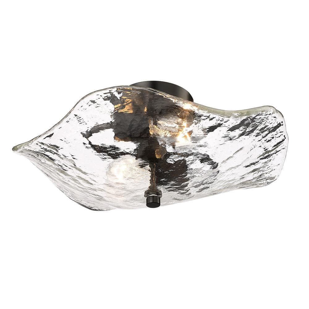 Matte Black Glass Semi-Flush Mount Light Fixture