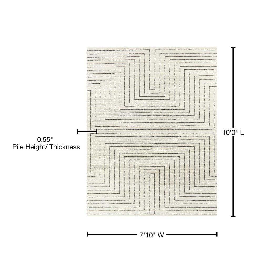 White Geometric Polyester and Polypropylene Area Rug