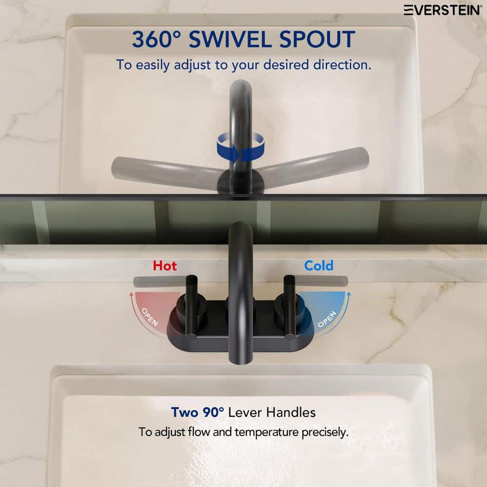 Matte Black Stainless Steel 2-Handle Bathroom Faucet with Deck Plate