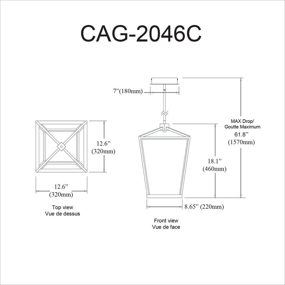 Elegant Aged Brass 66.5" LED Cage Chandelier with White Diffuser
