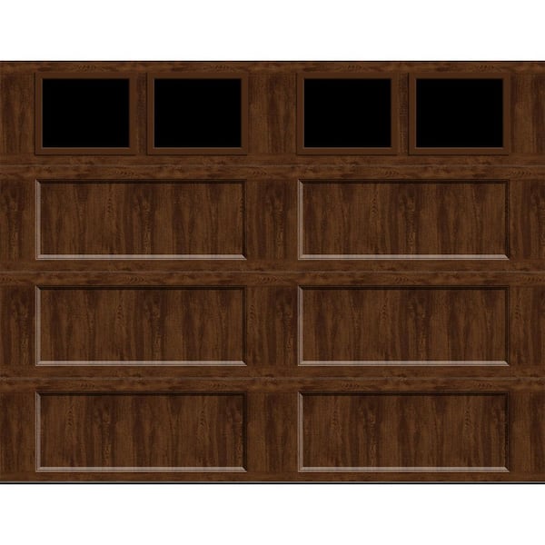 Bridgeport Steel Extended Panel 9 ft. x 7 ft. Insulated 18.4 R-Value Walnut Garage Door with Plain Windows