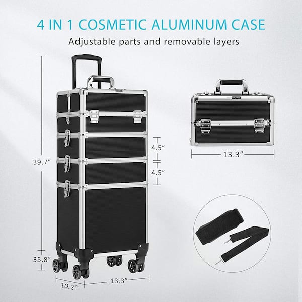 3-Tier Rolling Makeup Train Case Nail Polish Storage Box Organizer