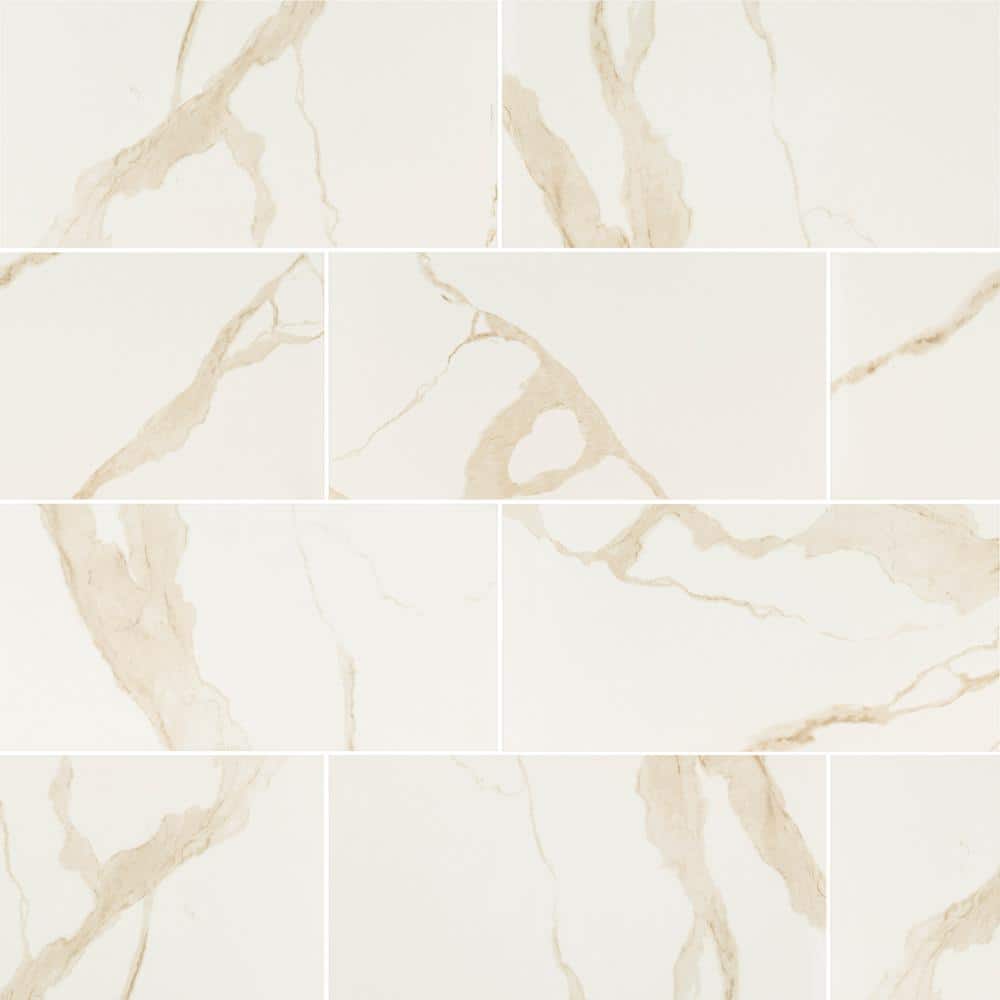 Take Home Tile Sample-Ader Calacatta 4 in. x 4 in. Matte Porcelain Marble Look Floor and Wall Tile price history on PriceWatchPro