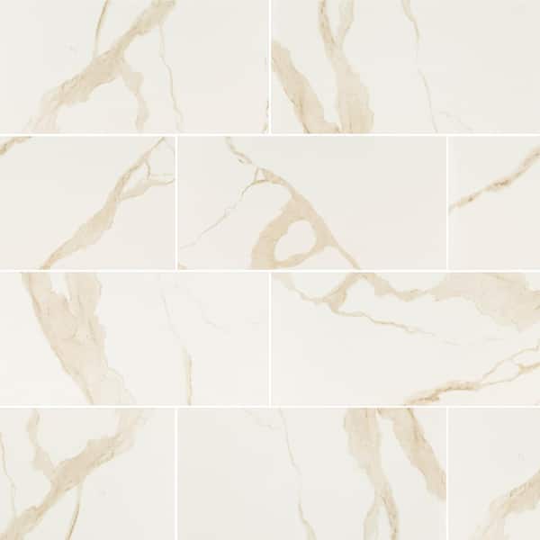 MSI Take Home Tile Sample-Ader Calacatta 4 in. x 4 in. Matte Porcelain Marble Look Floor and Wall Tile