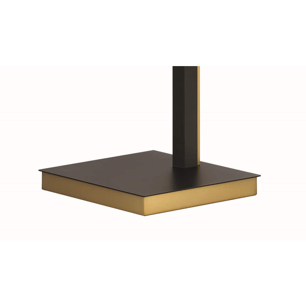 Soft Brass and Coal LED Floor Lamp with Clear Glass Shade