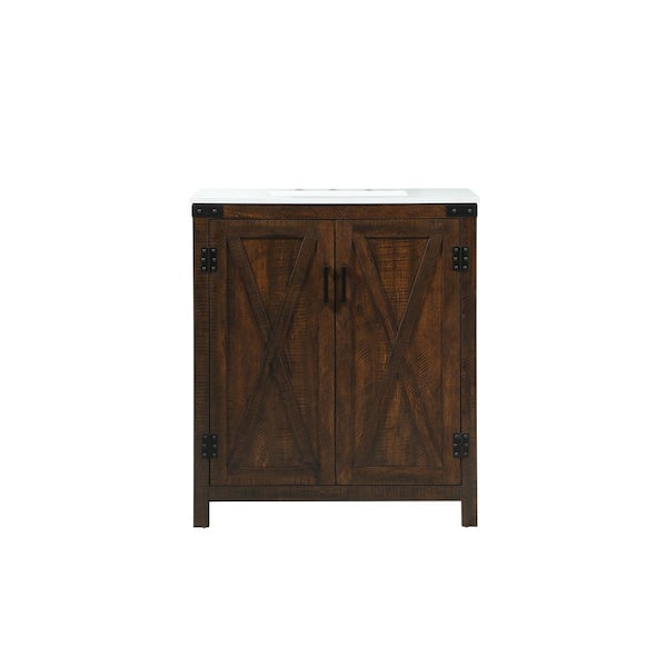 Unbranded Timeless Home 30 in. W x 19 in. D x 34 in. H Bath Vanity in Expresso with Ivory White Engineered Stone Top