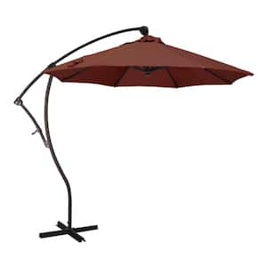 9 ft. Bronze Aluminum Cantilever Patio Umbrella with Crank Open 360 Rotation in Terrace Adobe Olefin