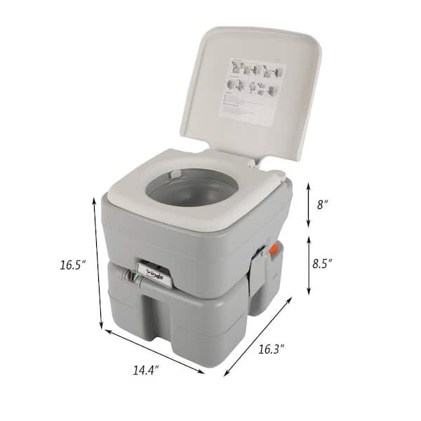 VINGLI Portable 5.3 gal. Flushing Camping Toilet with Carrying Bag, Splash-Free Dumping