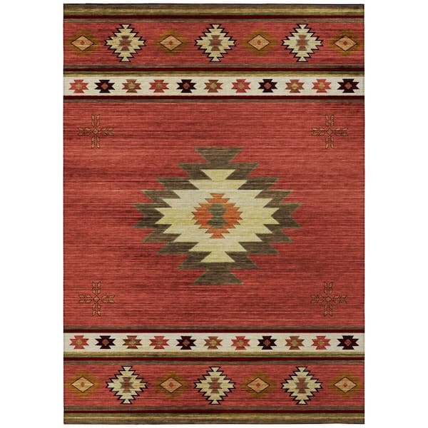 Addison Rugs Sonora Red 10 ft. x 14 ft. Geometric Indoor/Outdoor Area Rug