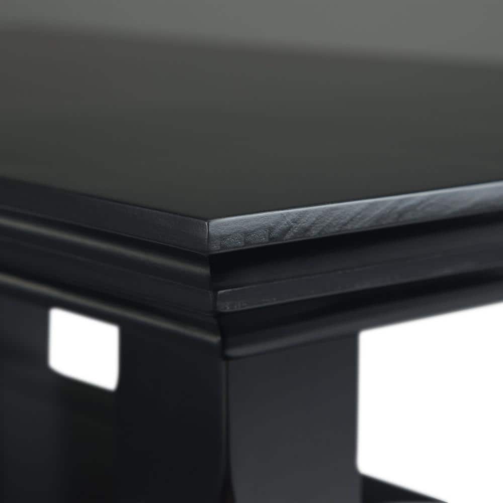 Acadian Solid Wood 14" Black Rectangular Narrow Side Table