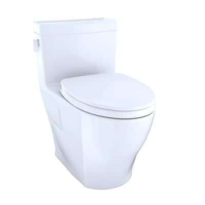 Legato 12 in. Rough In One-Piece 1.28 GPF Single Flush Elongated Toilet in Cotton White, SoftClose Seat Included