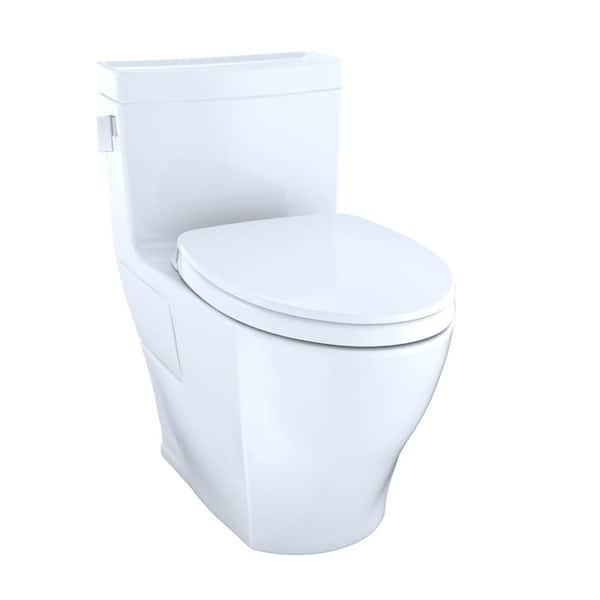 TOTO Legato 1-piece 1.28 GPF Single Flush Elongated ADA Comfort Height Toilet in Cotton White, SoftClose Seat Included