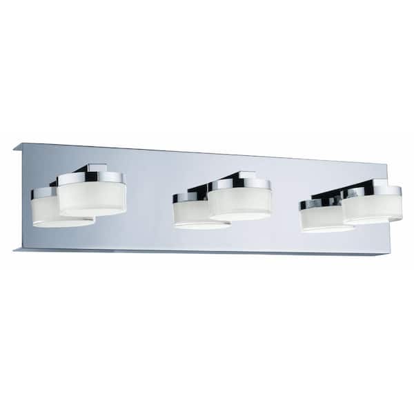Eglo Romendo 60 Watt Chrome Integrated, Led Bathroom Lighting Home Depot