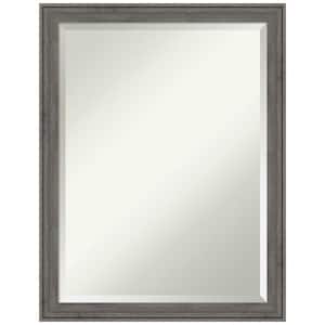 Regis Barnwood Grey Narrow 20.5 in. W x 26.5 in. H Wood Framed Beveled Wall Mirror in Gray