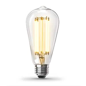 100-Watt Equivalent ST19 Dimmable Straight Filament Clear Glass E26 Vintage Edison LED Light Bulb, Soft White 2700K